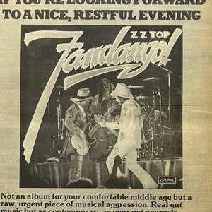 ZZ Top, Fandango! Rare, original, authentic, vintage poster from 1975