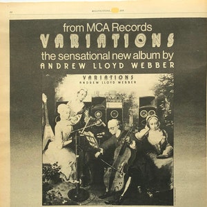 Andrew Lloyd Webber, Variations. Rare, original, authentic, vintage poster from 1978