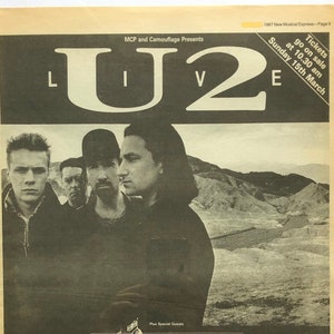 U2 Live at Wembley. Rare, original, authentic, vintage poster from 1987