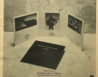 Emerson, Lake & Palmer; Obras. Cartel raro, original, auténtico, vintage de 1977