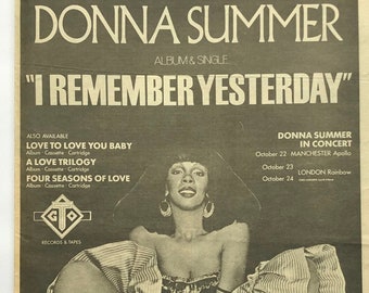 Donna Summer, I Remember Yesterday. Rare, original, authentic, vintage poster from 1977