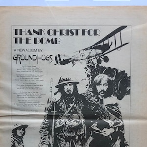 Groundhogs, Thank Christ For The Bomb. Rare, original, authentic, vintage music poster from 1970 (A3)