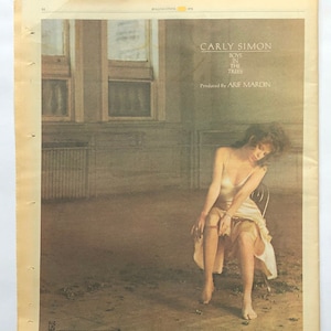 Carly Simon, Boys in the Trees. Rare, original, authentic, vintage poster from 1978