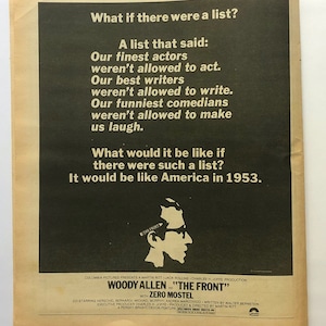 Woody Allen, The Front. Rare, original, authentic, vintage poster from 1976