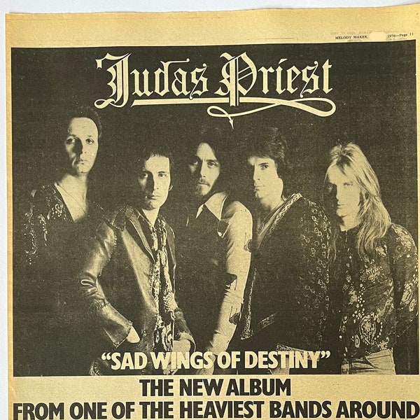 Judas Priest, Sad Wings Of Desire. Rare, original, authentic, vintage poster from 1976