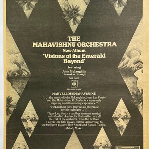 The Mahavishnu Orchestra, Visions of the Emerald Beyond. Rare, original, authentic, vintage poster from 1975
