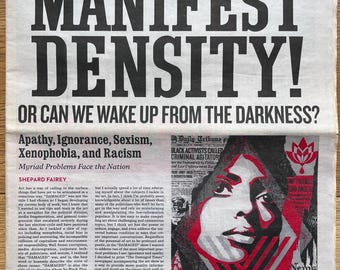 Shepard Fairey, The Damaged Times. Rare, original, authentic, vintage newspaper from 2017