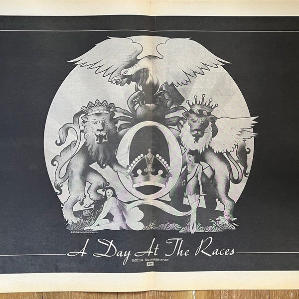 Queen, A Day At The Races. Rare, original, authentic, vintage poster from 1975