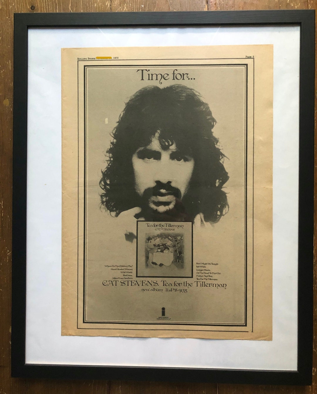 Cat Stevens, Tea for the Tillerman. Rare, Original, Authentic, Vintage
