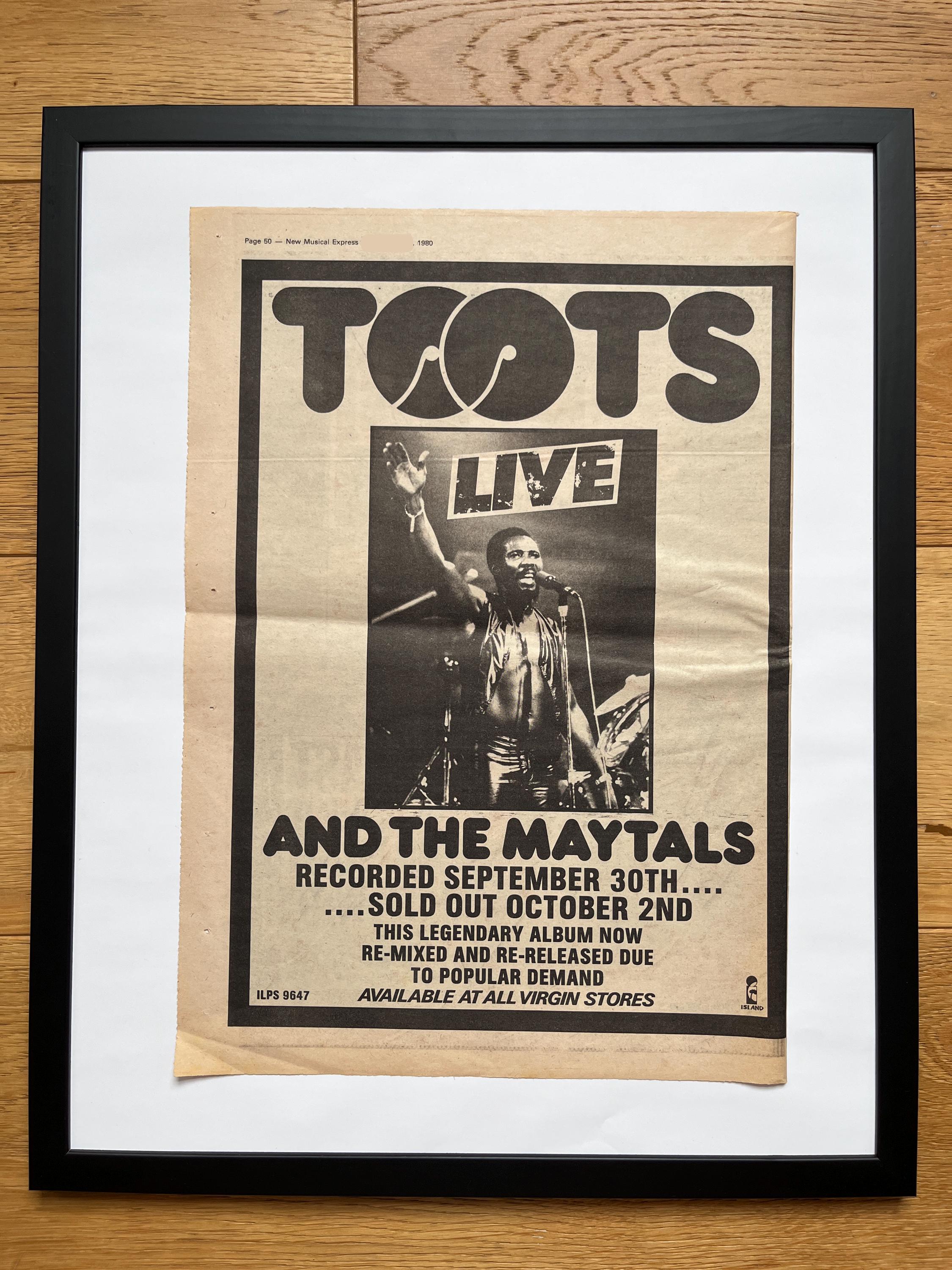 Toots and the Maytals, Live. Rare, Original, Authentic, Vintage