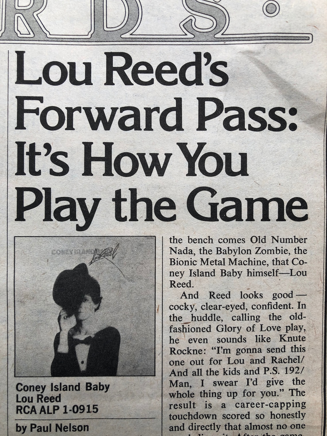 Lou Reed, Coney Island Baby Review. Rare, Original, Authentic, Vintage