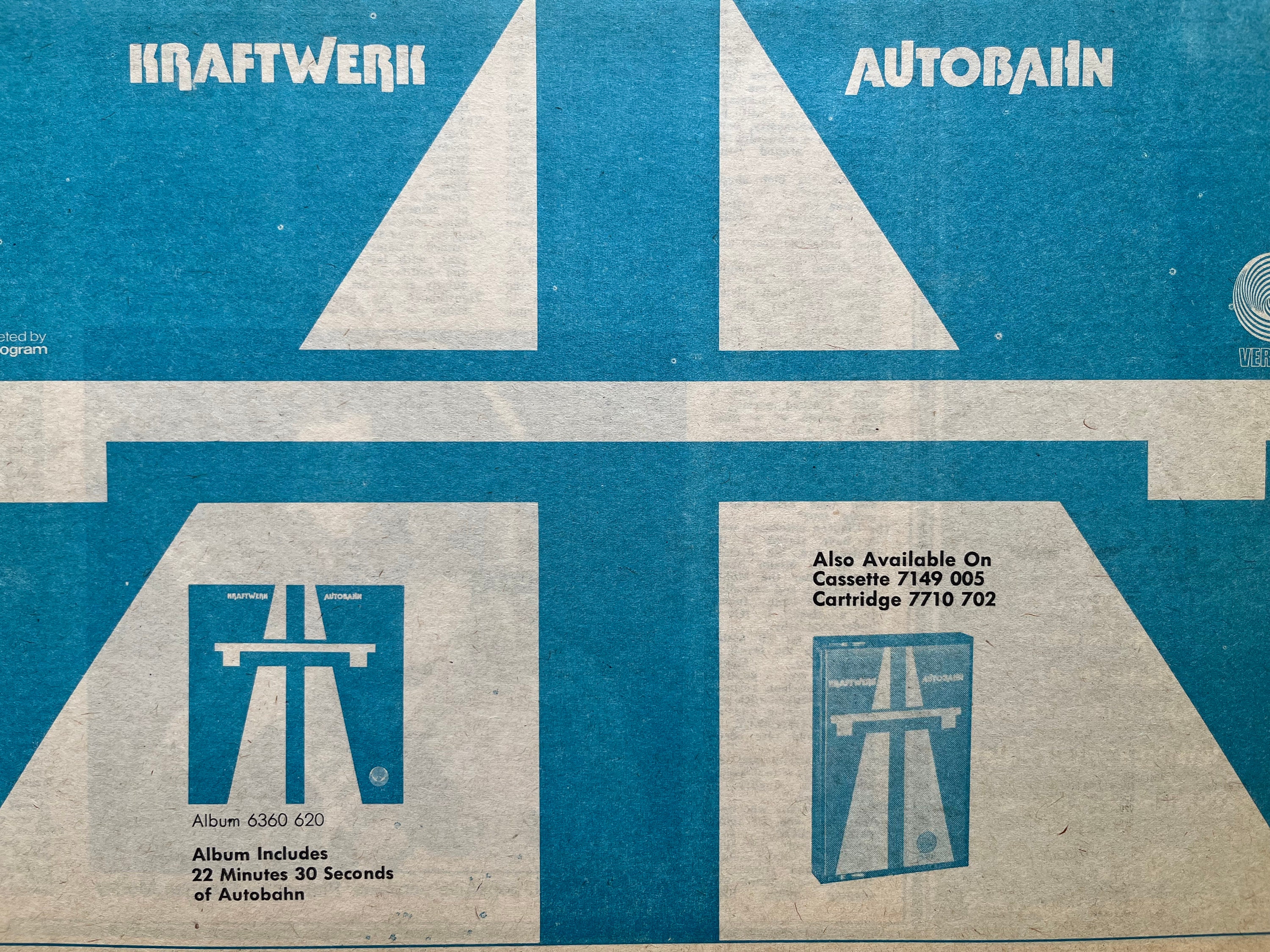 Kraftwerk, Autobahn. Rare Original, Authentic, Vintage Poster From 1975 