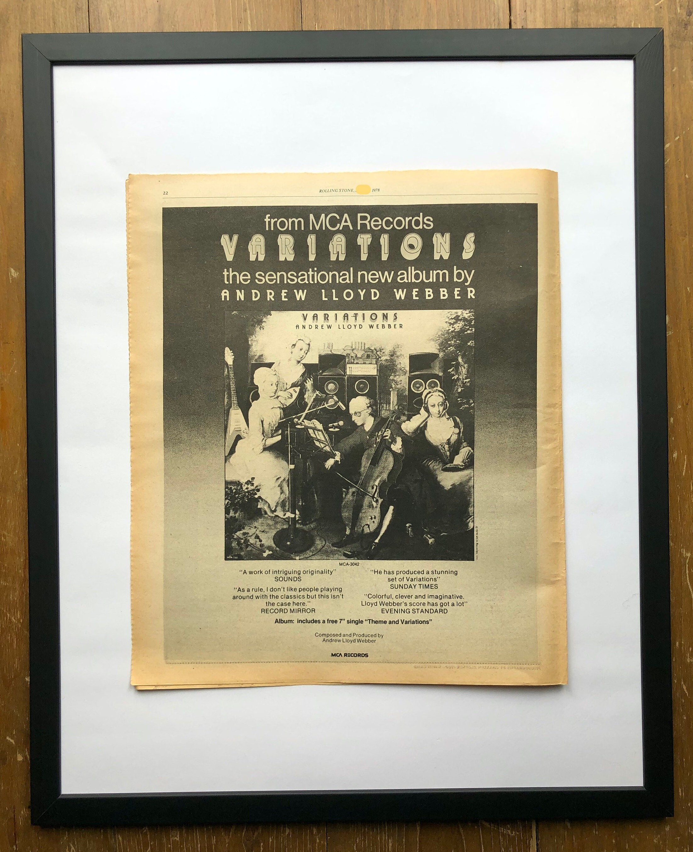 Andrew Lloyd Webber, Variations. Rare, Original, Authentic, Vintage Poster  From 1978 - Etsy