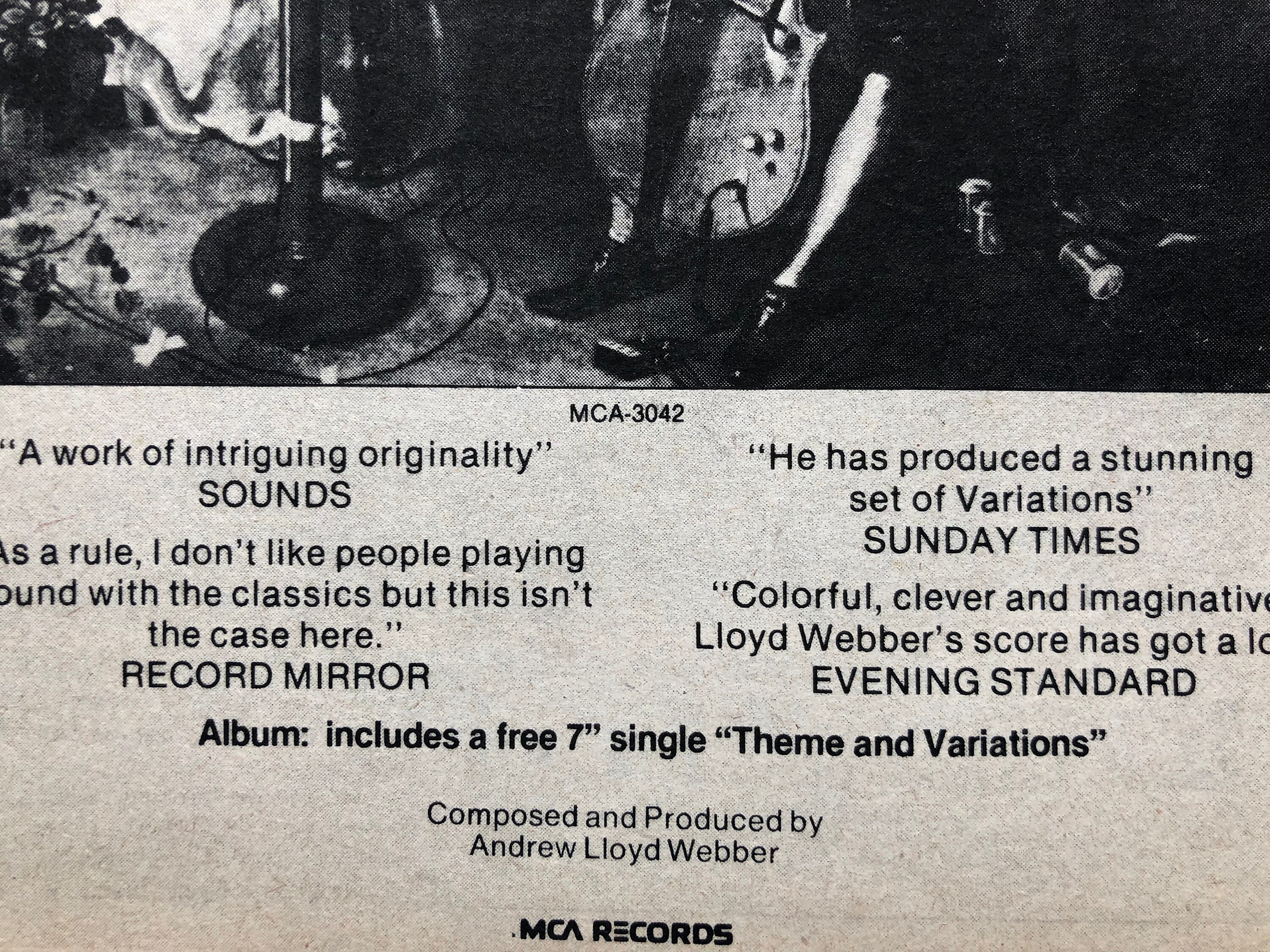 Andrew Lloyd Webber, Variations. Rare, Original, Authentic, Vintage Poster  From 1978 - Etsy