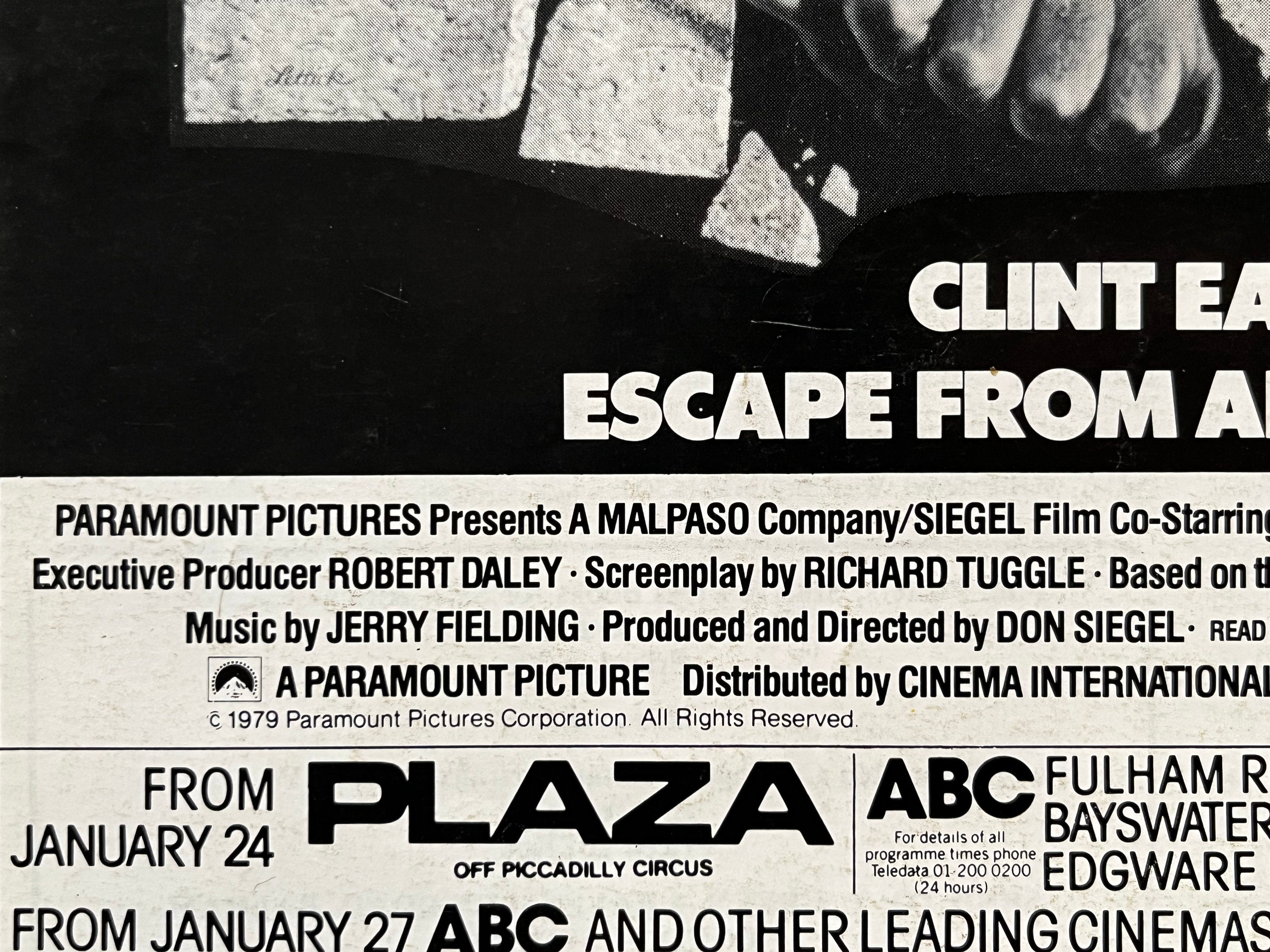 アルカトラズからの脱出。1979 年の希少でオリジナル、本物の