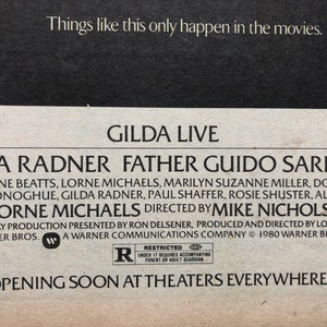 Gilda Live. Rare, original, authentic, vintage poster from 1980 image 3