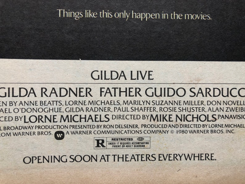 Gilda Live. Rare, original, authentic, vintage poster from 1980 image 3