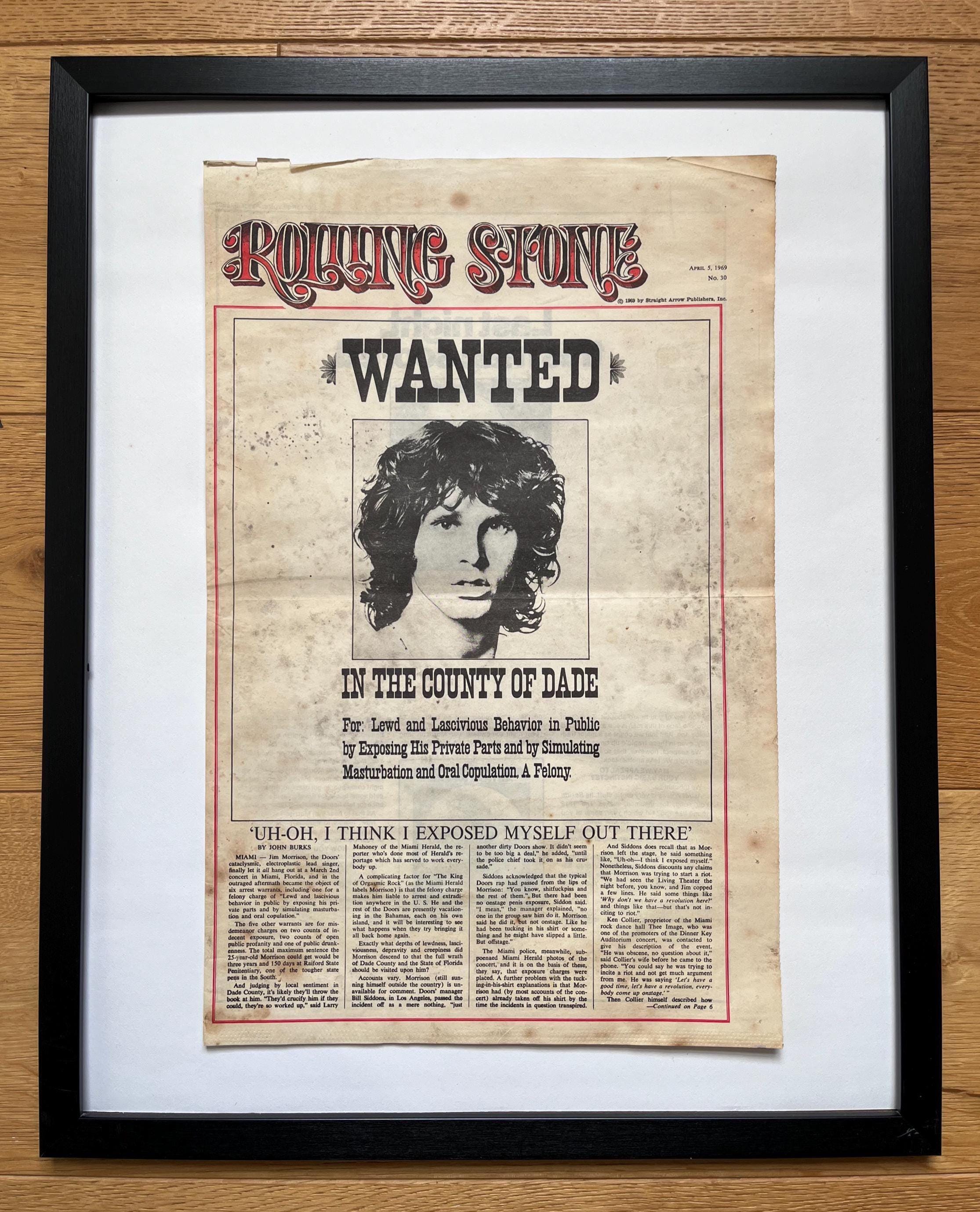 Jim Morrison, Wanted Poster. Rare, Original, Authentic, Vintage
