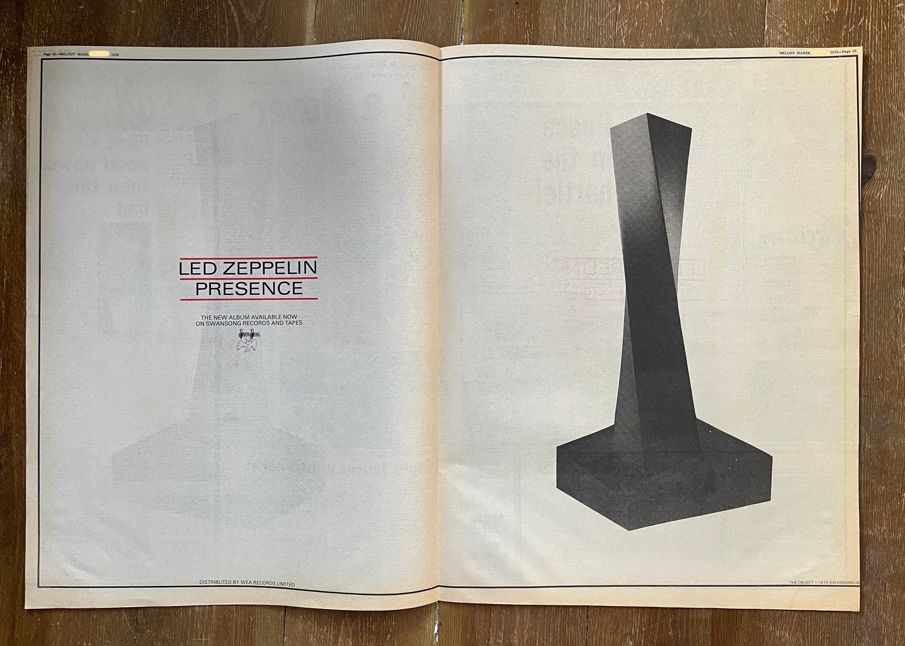 Led Zeppelin, Presence. Rare, Original, Authentic, Vintage Poster
