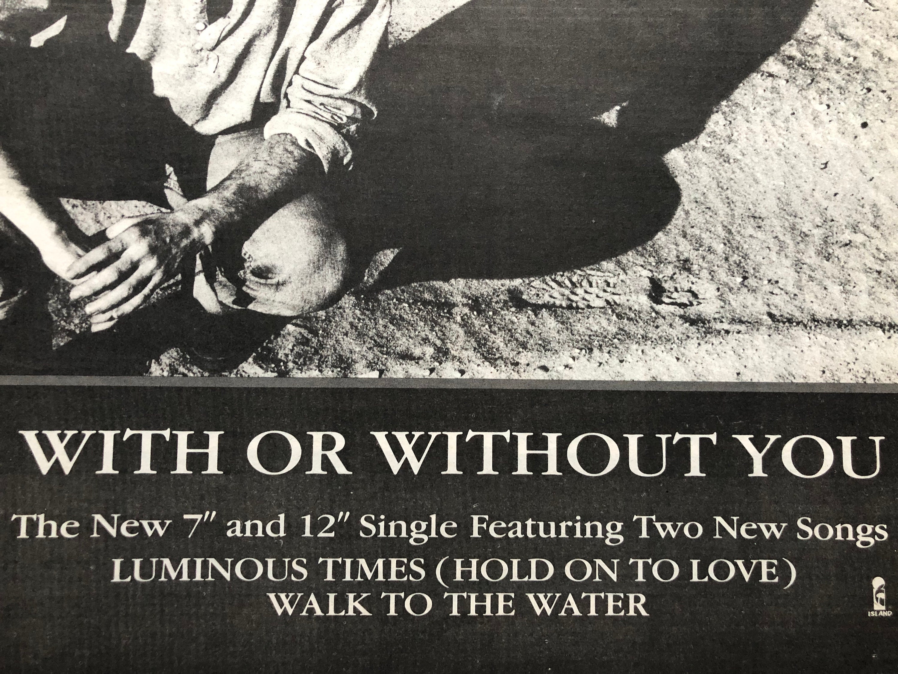 U2、ウィズ・オア・ウィズアウト・ユー。1987年の希少でオリジナル