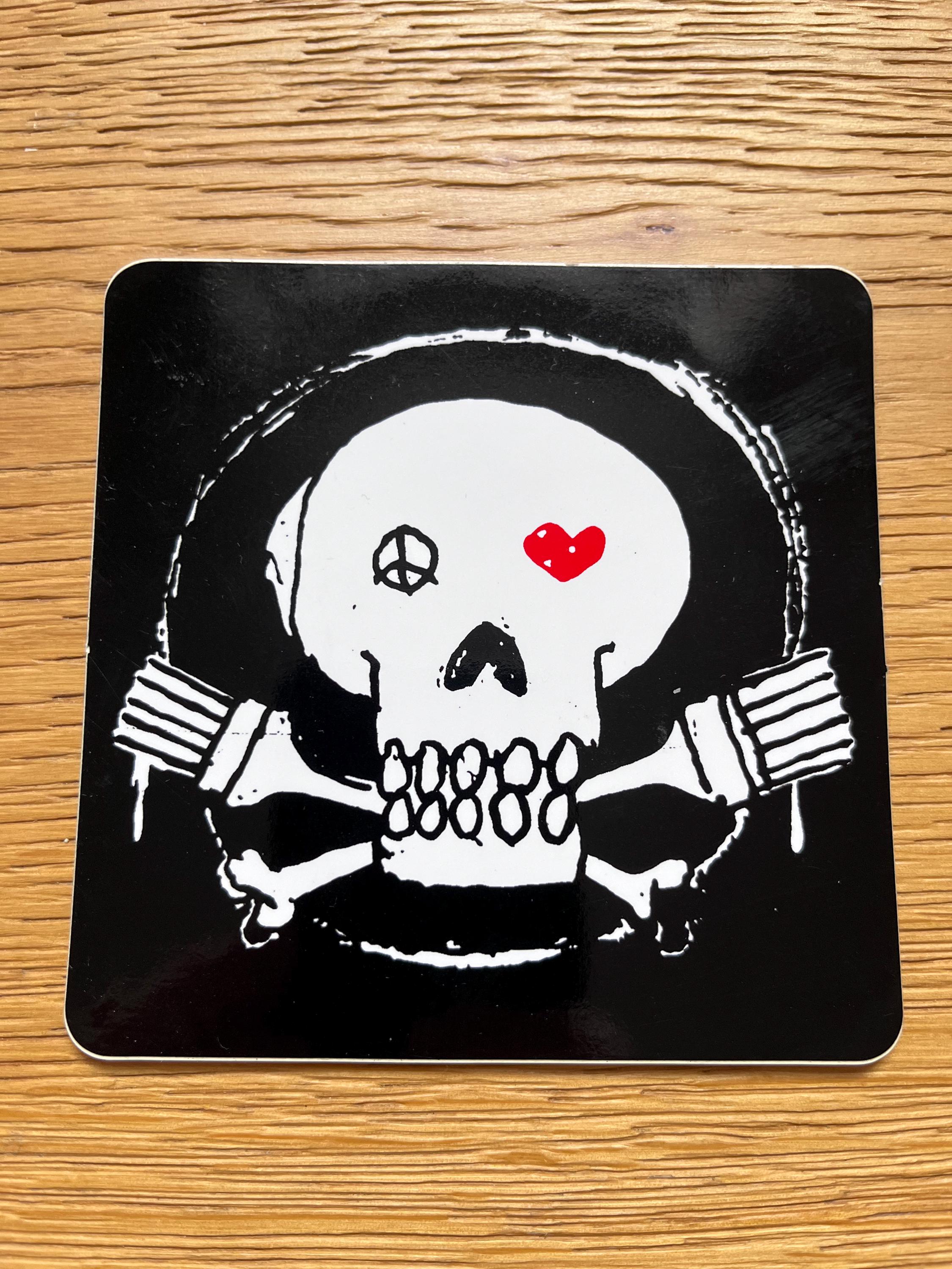 Banksy, Skull and Paintbrushes Sticker. Rare, Original, Authentic