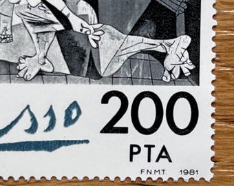パブロ・ピカソ作「ゲルニカ」切手。1981年発行の希少なオリジナル