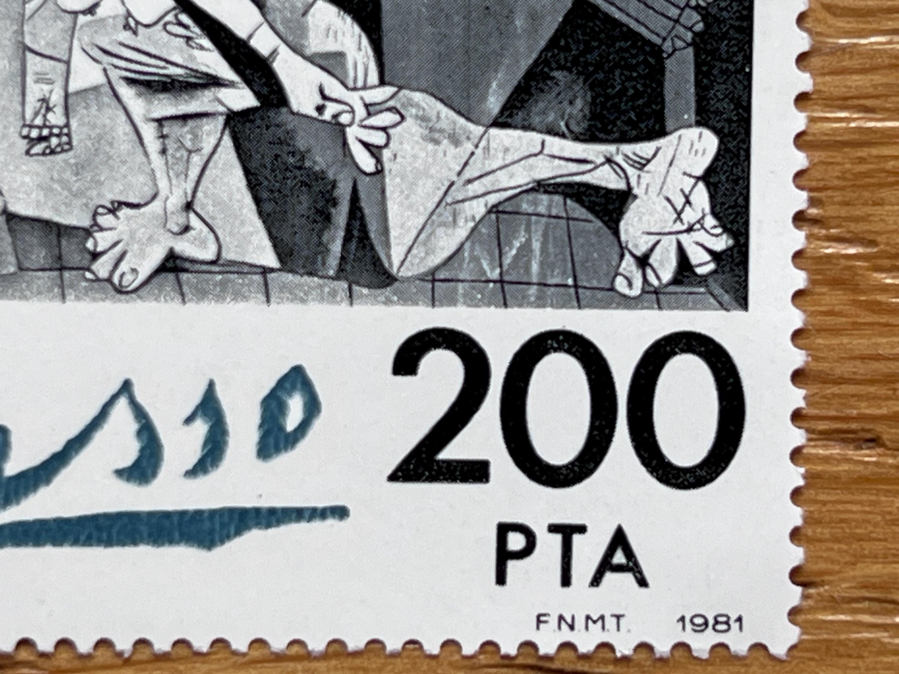 パブロ・ピカソ作「ゲルニカ」切手。1981年発行の希少なオリジナル