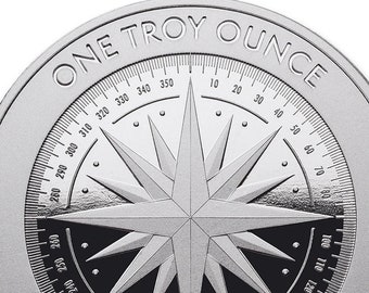 Pure Silver Compass Rose Round, 1 Troy Ounce, Asahi Mint