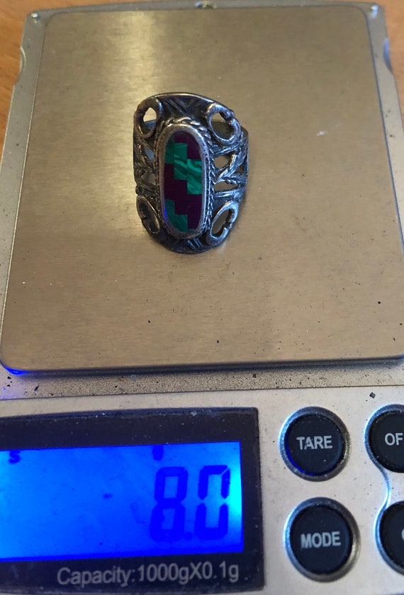 Antique Design Jade and Vintage Silver Ring, Appr… - image 5