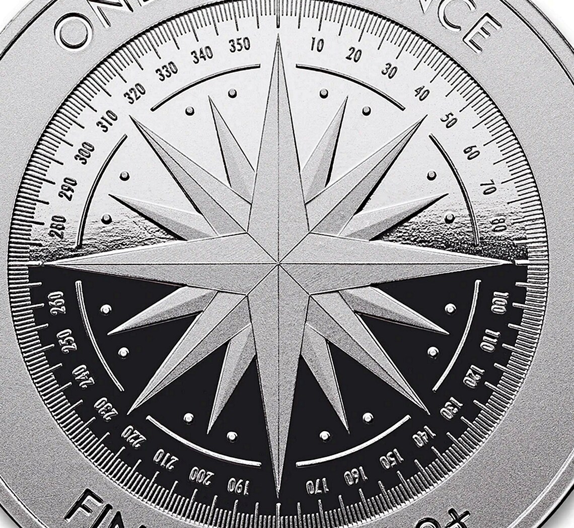 Pure Silver Compass Rose Round 1 Troy Ounce Asahi Mint Etsy Canada