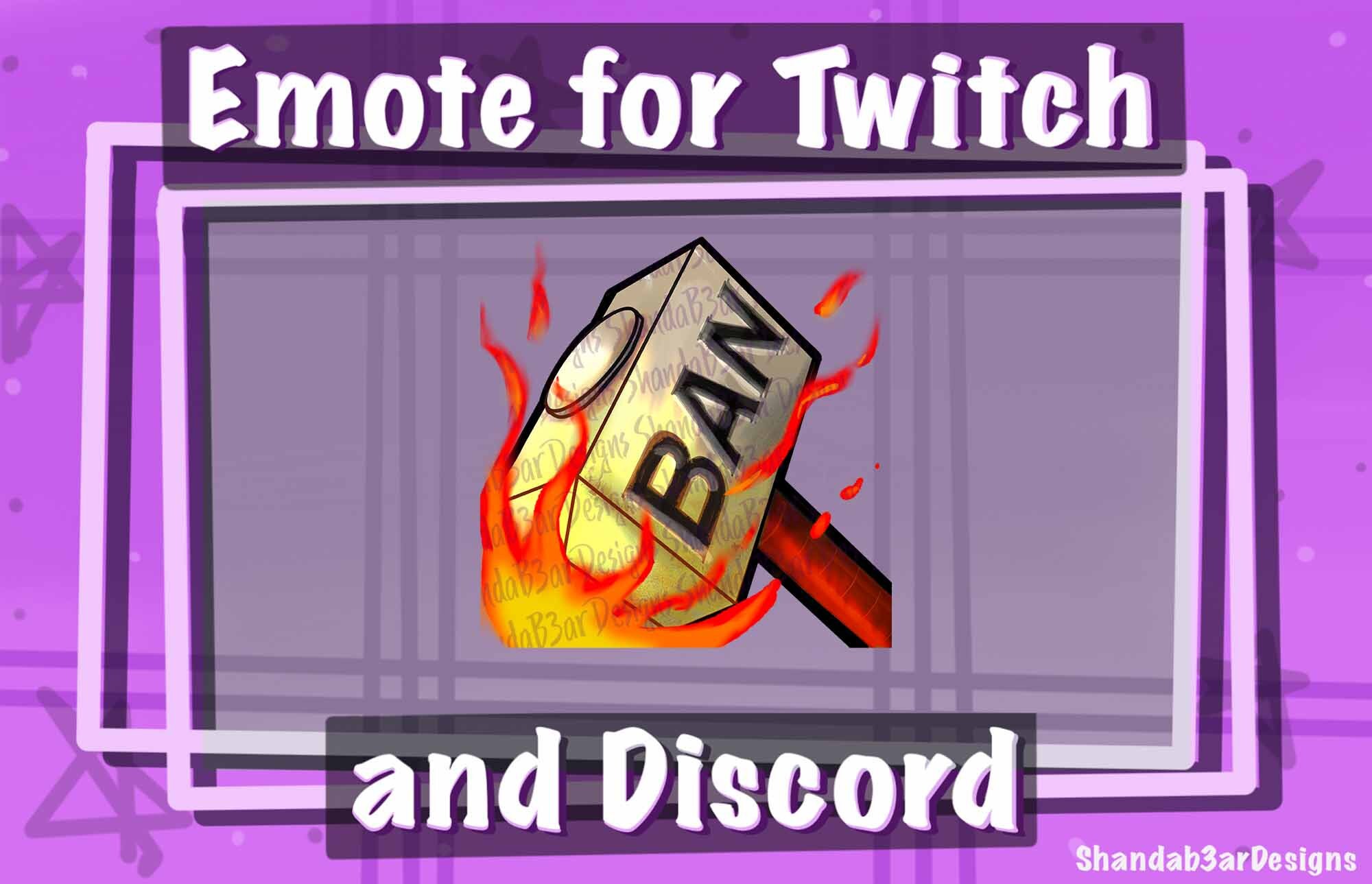 Twitch Emote Ban Hammer Emote Fire Ban Hammer for Twitch/youtube