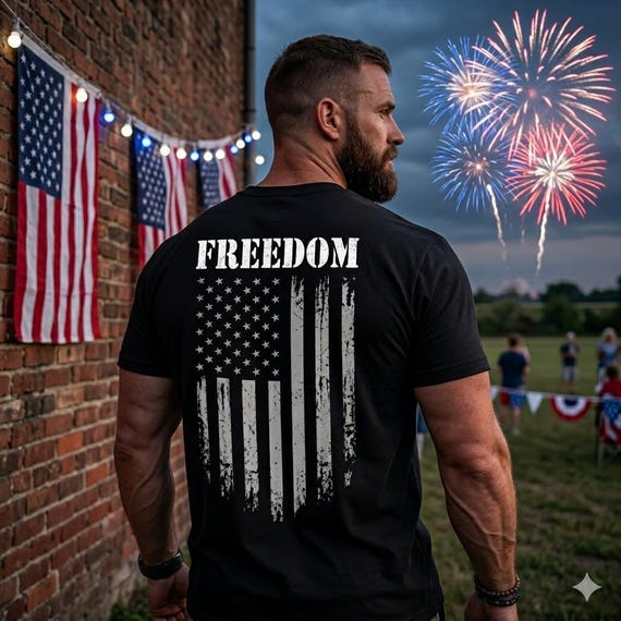 Freedom Flag Shirt, Black Patriotic Tee, American Flag T-Shirt, Veteran Gift, Military Gift, USA Pride Shirt, 4th of July Shirt Men