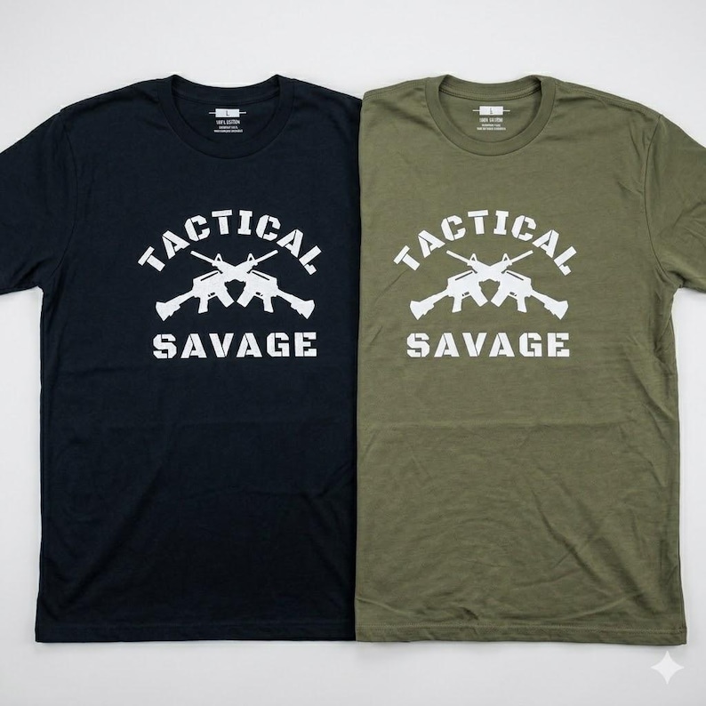 Tactical Savage Logo Shirt, Military Green & Black Tee, Veteran Gift, Tactical Apparel, Gun Shirt, Military Gift, Law Enforcement Tee image 2