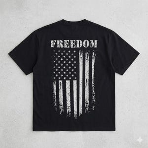 Freedom Flag Shirt, Black Patriotic Tee, American Flag T-Shirt, Veteran Gift, Military Gift, USA Pride Shirt, 4th of July Shirt Men image 3