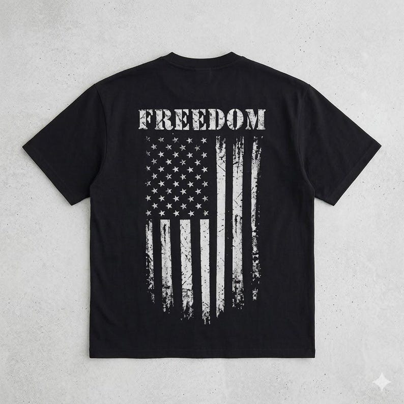 Freedom Flag Shirt, Black Patriotic Tee, American Flag T-Shirt, Veteran Gift, Military Gift, USA Pride Shirt, 4th of July Shirt Men image 3