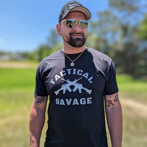 Tactical Savage Logo Shirt, Military Green & Black Tee, Veteran Gift, Tactical Apparel, Gun Shirt, Military Gift, Law Enforcement Tee image 3