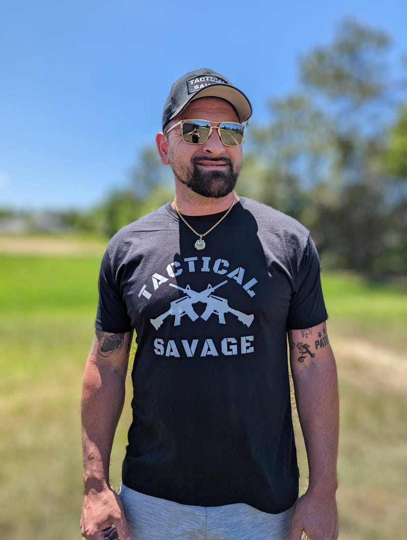 Tactical Savage Logo Shirt, Military Green & Black Tee, Veteran Gift, Tactical Apparel, Gun Shirt, Military Gift, Law Enforcement Tee image 3