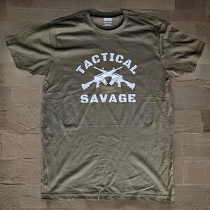 Tactical Savage Logo Shirt, Military Green & Black Tee, Veteran Gift, Tactical Apparel, Gun Shirt, Military Gift, Law Enforcement Tee image 5