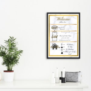 Airbnb Welcome sign template|| Wi-Fi, Contact, House Rules Template
