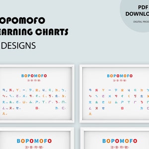 Bopomofo Learning Charts (4 designs) | Zhùyīn Posters | Taiwanese Phonetic Symbols with Pinyin Posters | 注音符號表 | ㄅㄆㄇㄈ 符號表 (彩色)