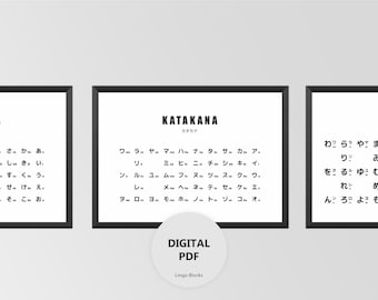 Hiragan and Katagana Posters | Japanese Learning Printables (3 landscape designs)