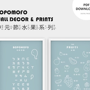 — | Décoration murale BoPoMoFo | Affiches Zhuyin | Ensemble d'impressions Zhùyīn |ㄅㄆㄇ 海報