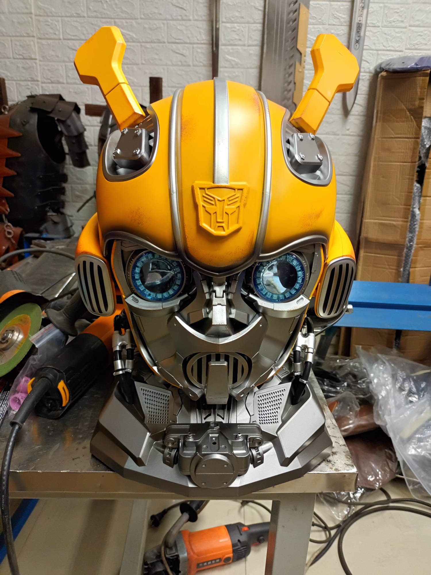 Accessoires Hoeden & petten Helmen Motorhelmen Helm Transformers Bumblebee Showcase Helmen 1/1 Wearable Repaint 