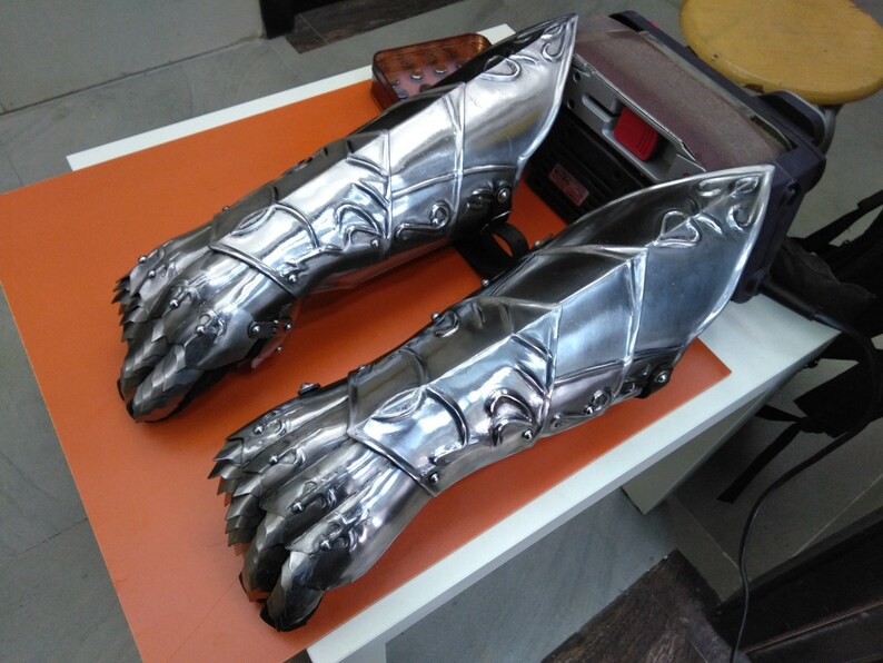 Skyrim Gauntlet Cosplay Armor Prop Steel Metal Etsy
