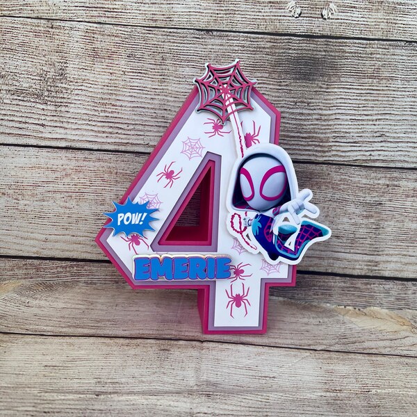 ghost spidey, ghost spider, ghost spidey party decoration, 3d number letter,
