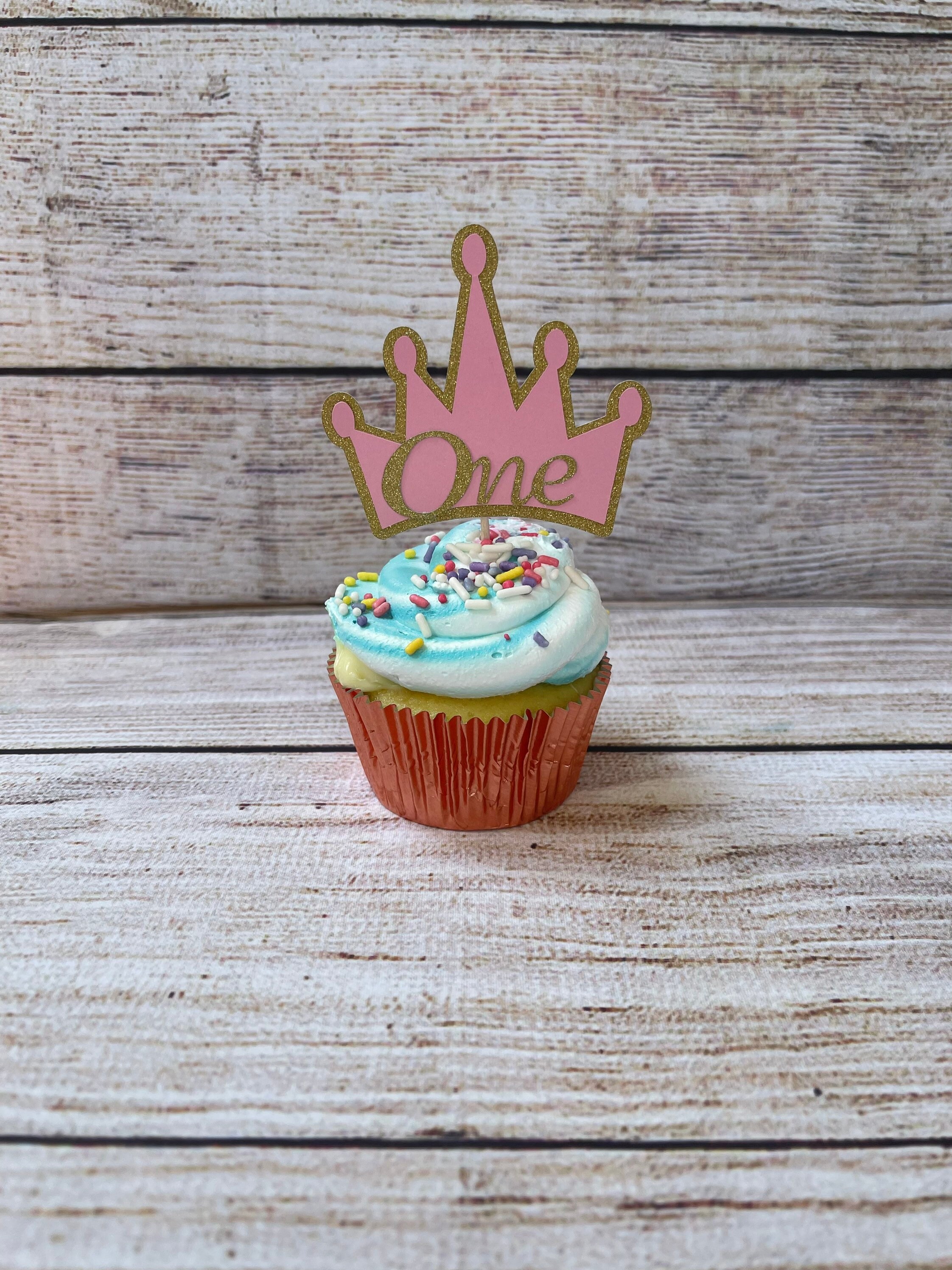 Princess Cupcake Topper 12 One Year Old Birthday Cupcake Etsy