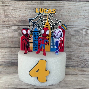 Spidey and Friends Cake Topper: Personalized Birthday Decoration