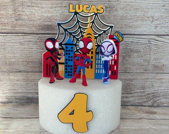 Spidey and Friends Cake Topper: Personalized Birthday Decoration