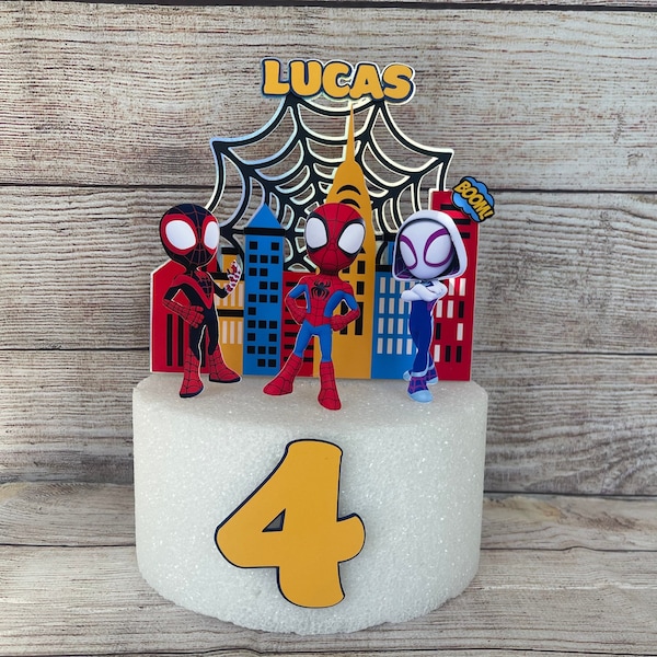 Spidey and Friends Cake Topper: Personalized Birthday Decoration