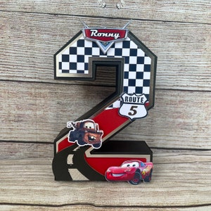 cars birthday, disney cars 3d number,disney cars birthday decoration, center table, lightning mcqueen